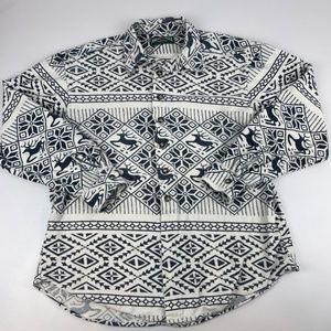 Vintage American Eagle Men's Size M Flannel Shirt Nordic Print Snowflake *Read